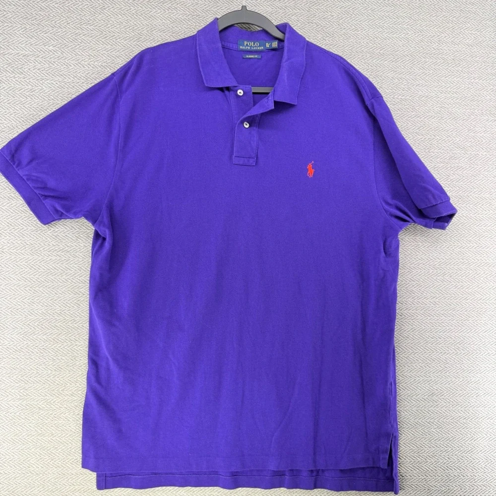 Polo Ralph Lauren Polo Shirt XL Purple Cotton Classic Fit Short Sleeve Pony Logo
